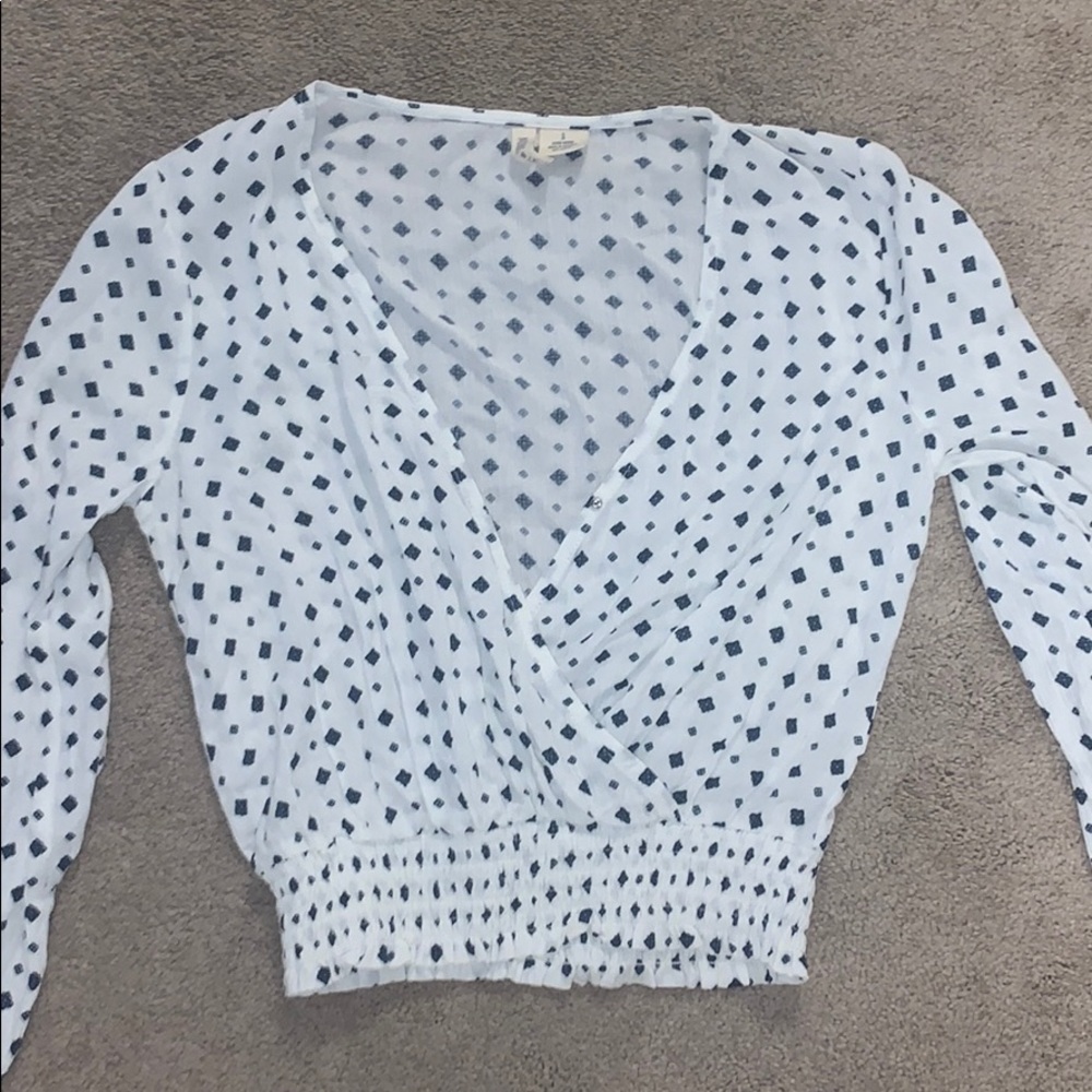 White and blue blouse